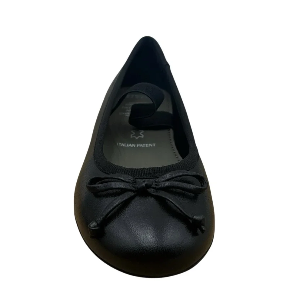 Geox Little Girls Leather Plie Ballet Flats Size 11 Solid Black Lightweight